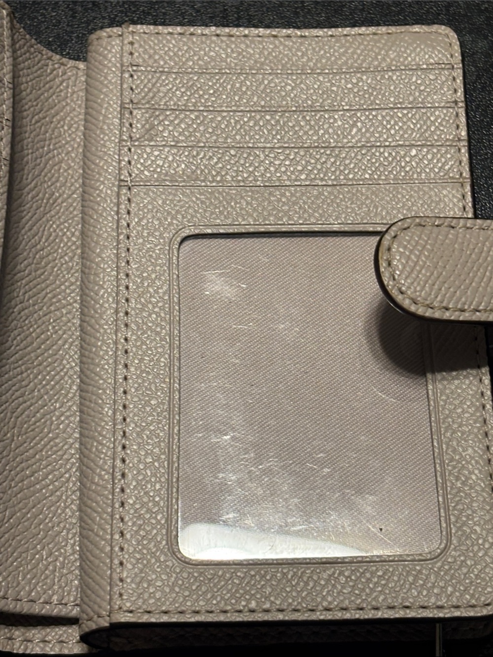 Coach Pebbled Leather Medium Corner Zip Snap Wallet in Light Beige - Picture 4 of 16